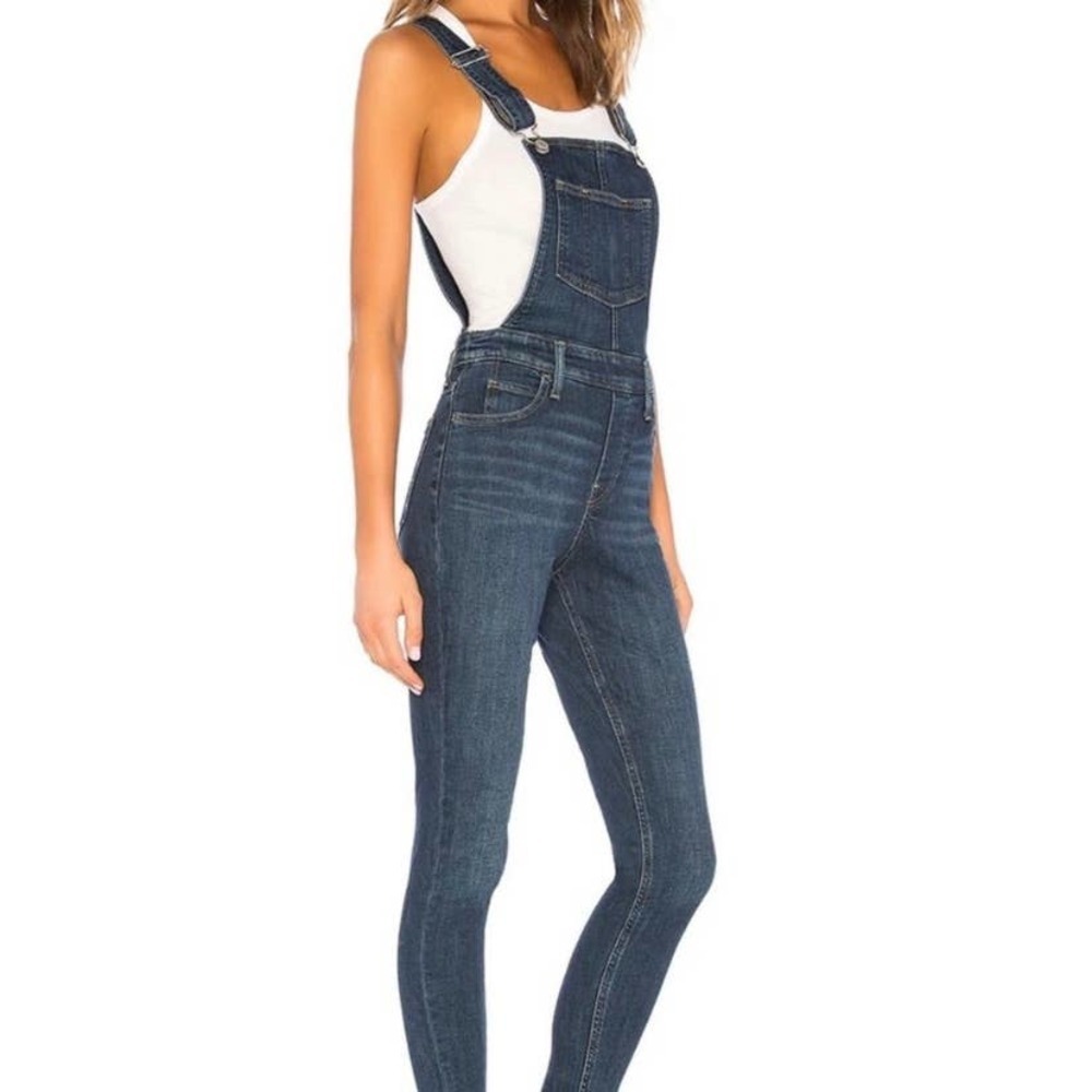 Levi's X Revolve Blue Waterless Medium Wash Skinny Jean Overalls Size 30